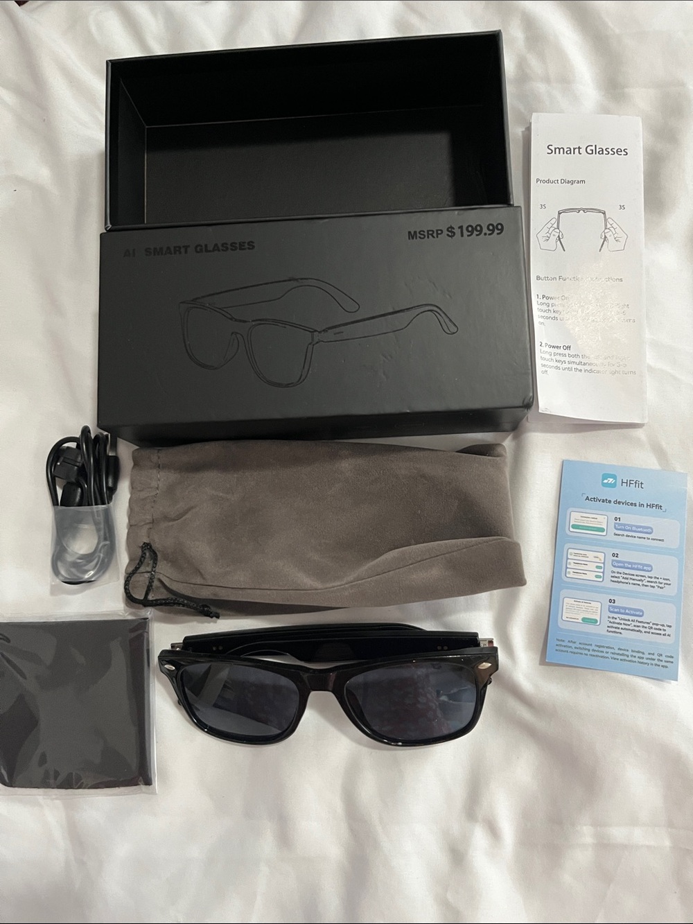 DMES AI Smart Glasses Black Bluetooth Audio Sunglasses NIB HFfit MSRP $199